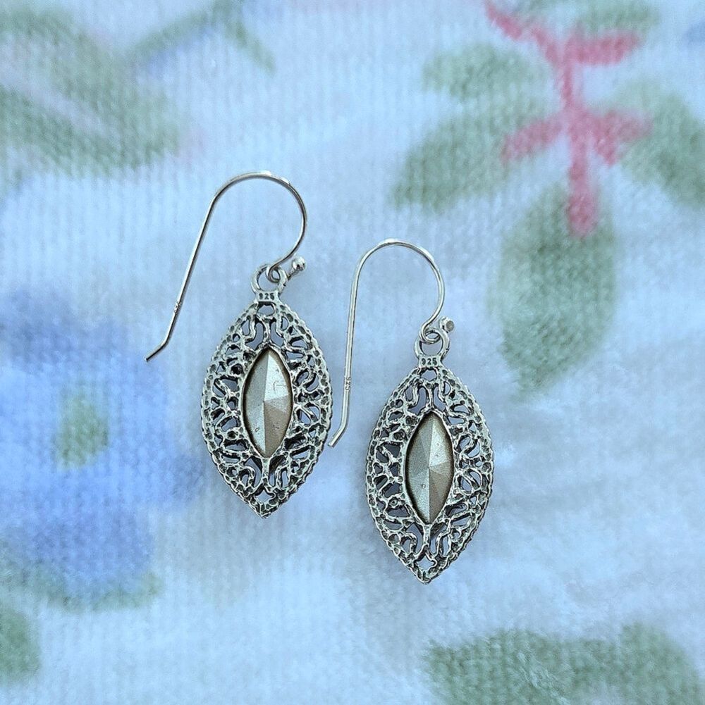 Noa Zuman Silver🤍 Marquise with Blue💙 Topaz Earrings - Picture 6 of 15